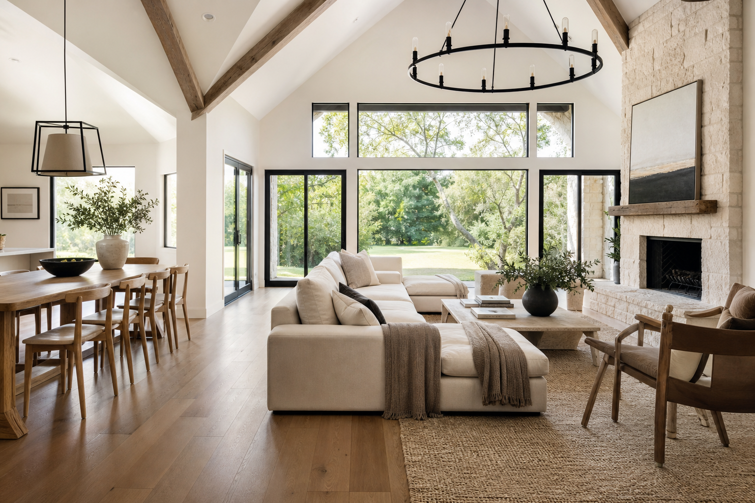 Sunlit great room in a Central Texas home